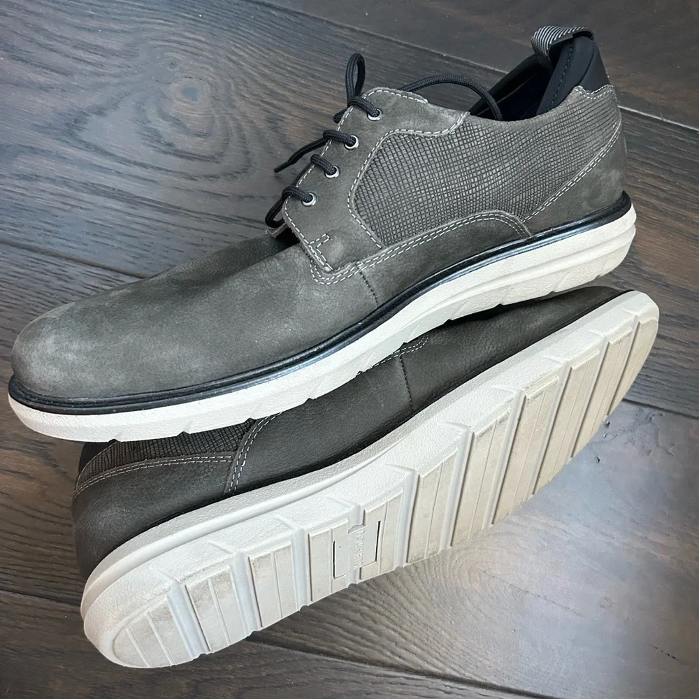 Dockers Cabot Taupe Grey Leather Oxford Shoes Size 11